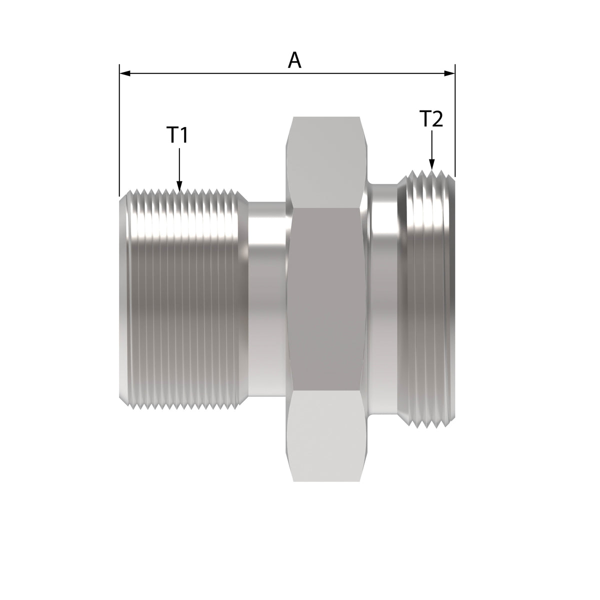 Aeroquip by Danfoss GA71322 Series Straight Adapters Male O-Ring Pilot to 5400 Male Coupling GA71322-8-8 [CENTER]