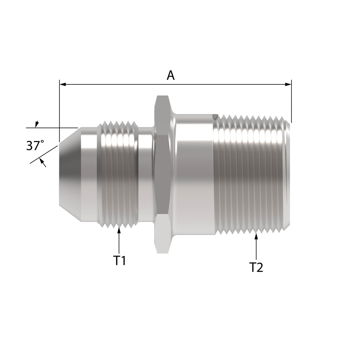 Danfoss GG110 Series Straight Adapters SAE 37° Male to BSPT Male GG110-NP08-08 [CENTER]