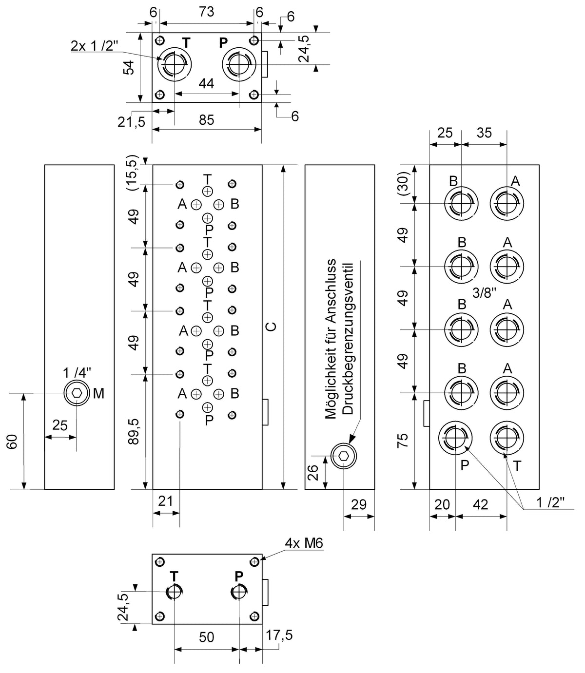 Kompaktanschlussplatten Cetop Ventil NG 06 – 2 | IM0002250.JPG